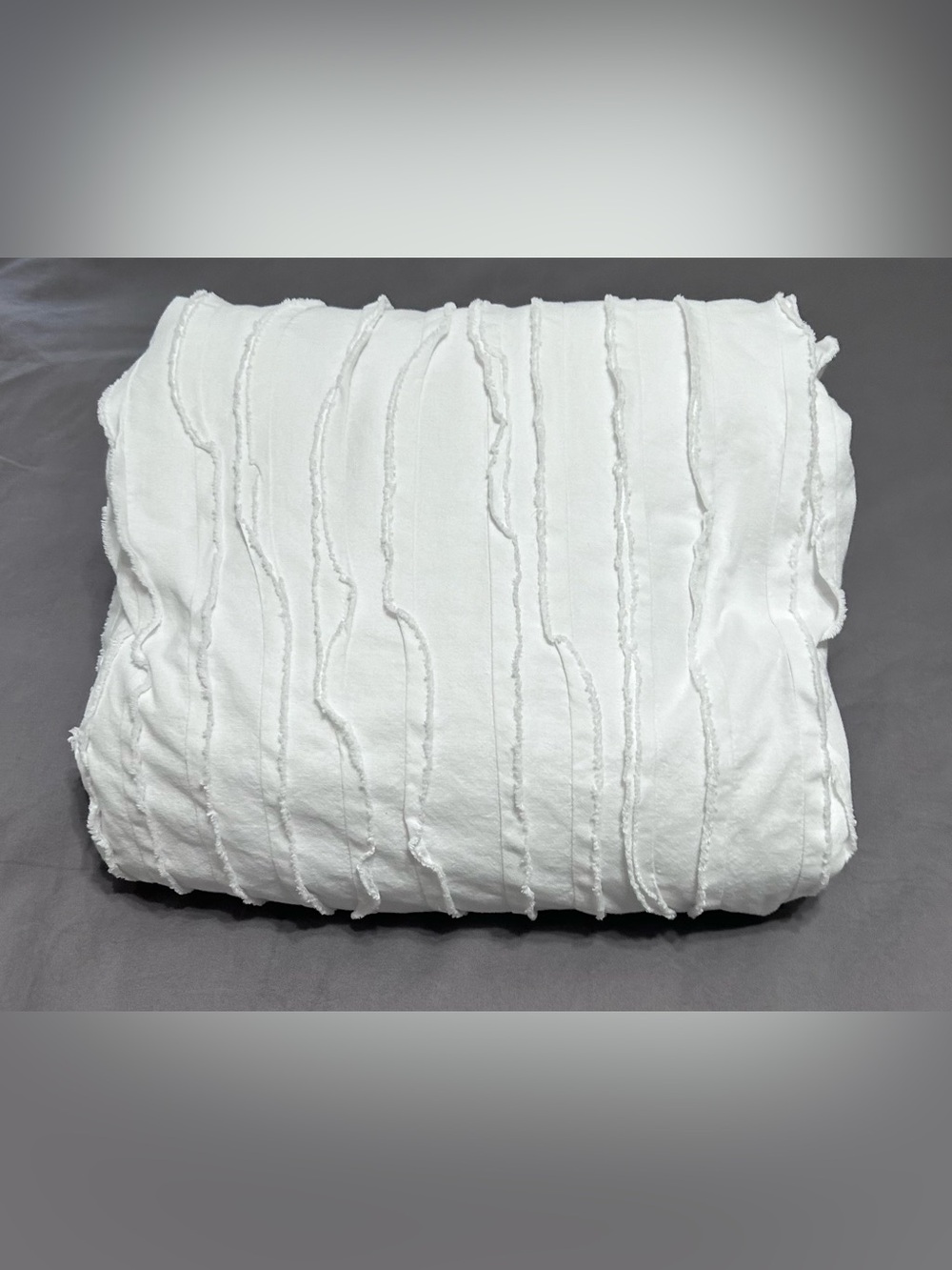 RARE Pottery Barn Camille Queen Duvet White Voile 100% Cotton Button Closure